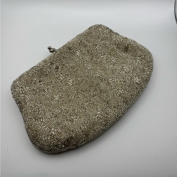 Two Vintage Seed Bead Gold And Silver Small Purse - Clutch Bags Handmade - Picture 2 of 11